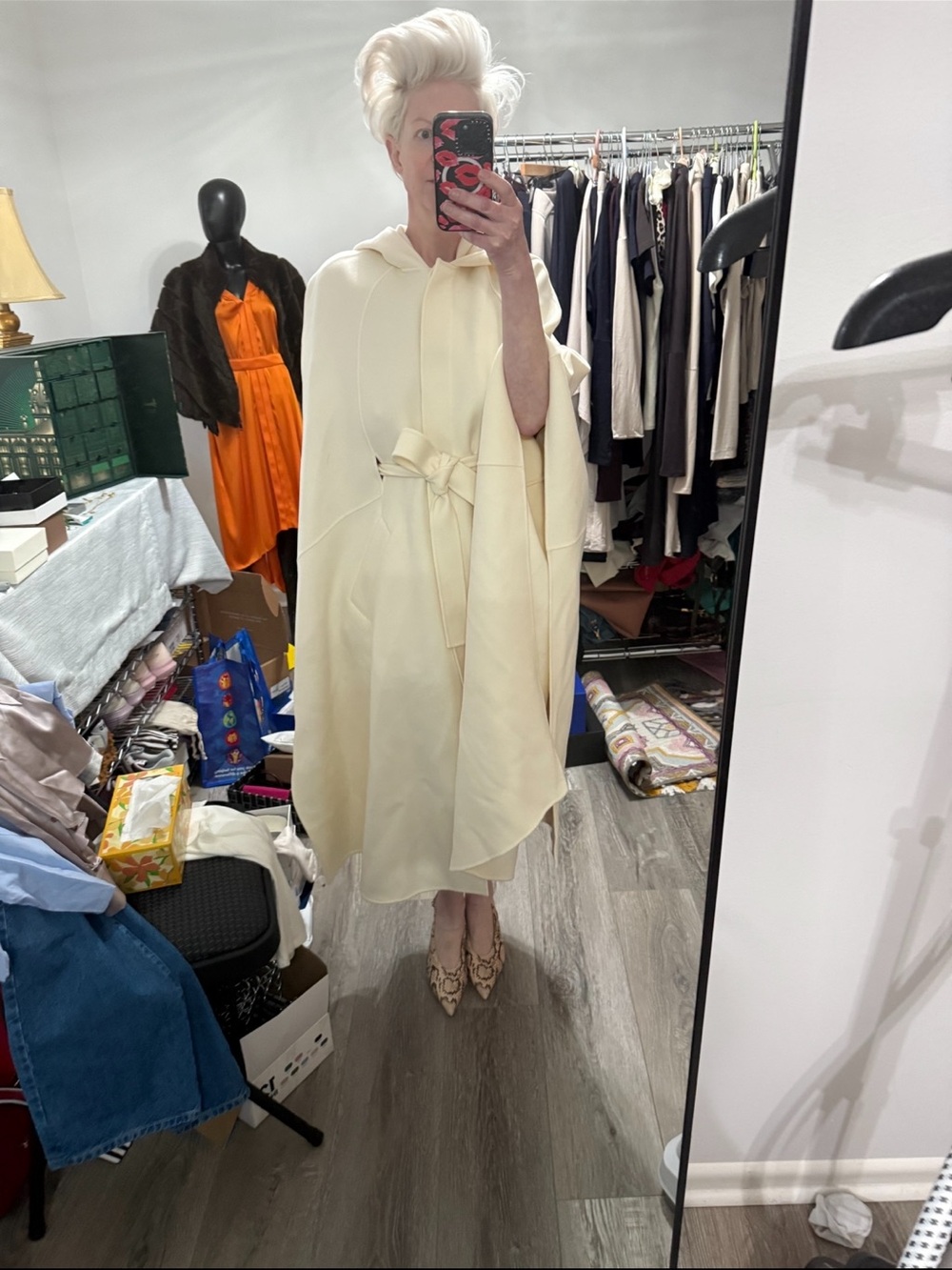 Mackage Cream Hooded Cape Coat - Picture 4 of 9